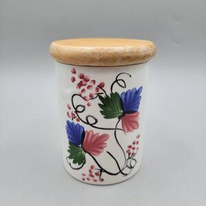 Portmeirion Welsh Dresser Hand-Painted Ceramic Jar With Wooden Lid Britain